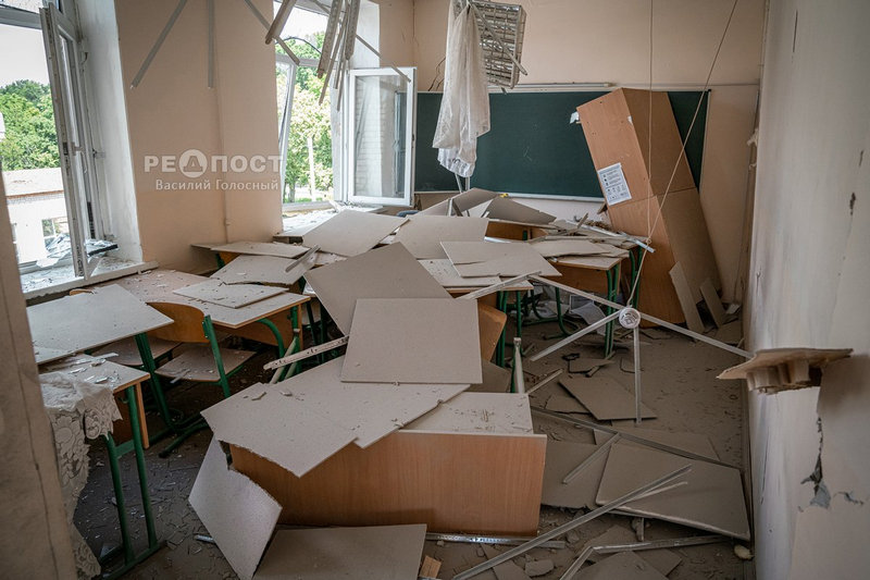 Атака на Харьков, разрушена школа, лето 2022
