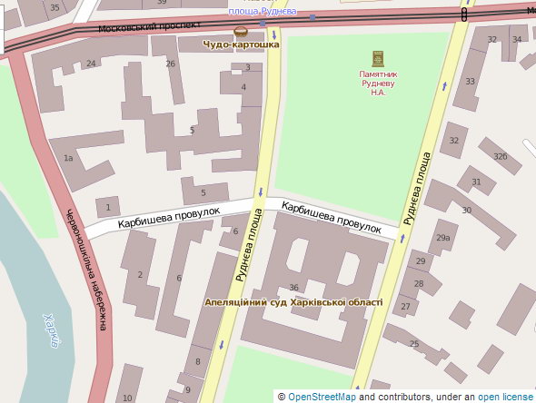 Переулок Карбышева на карте Харькова