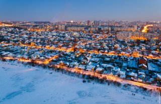 Павлово Поле, вечерний вид с высоты