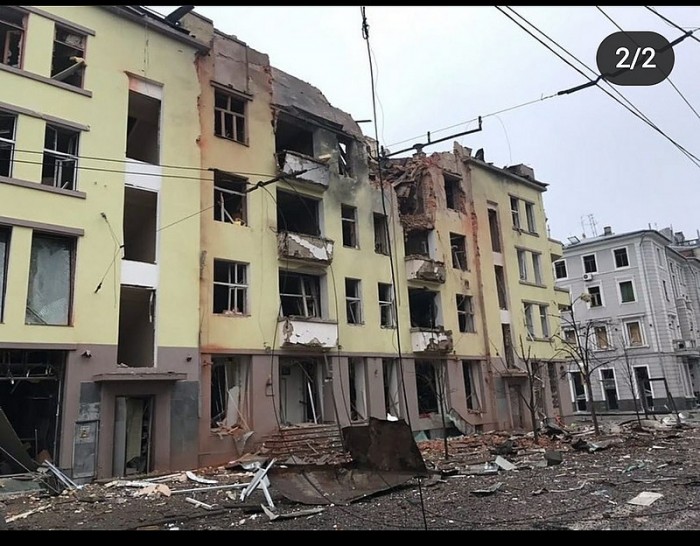 Улица Сумская после обстрелов Улица Сумская после обстрелов
